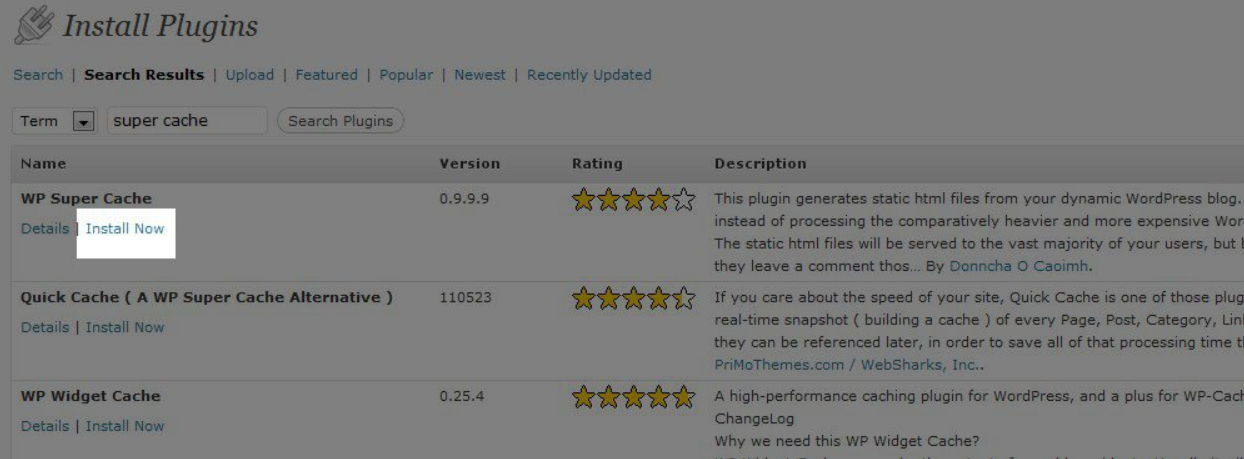 WordPress: installation du plugin Super Cache WordPress: installation du plugin Super Cache
