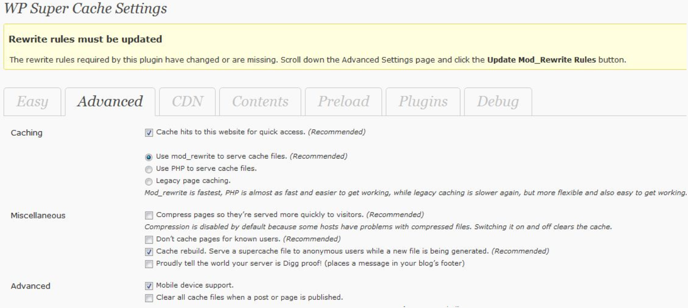 WordPress avec WP Super Cache Plugin WordPress avec WP Super Cache Plugin